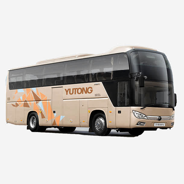 Full-size route coach on white background